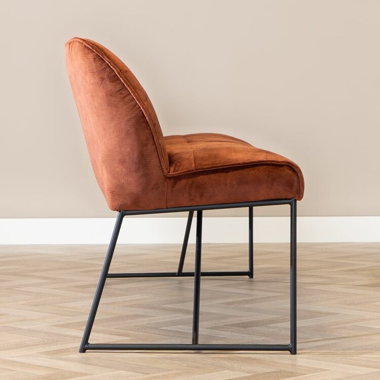 Banc de salle à manger en velours Janna 185 cm cuivre