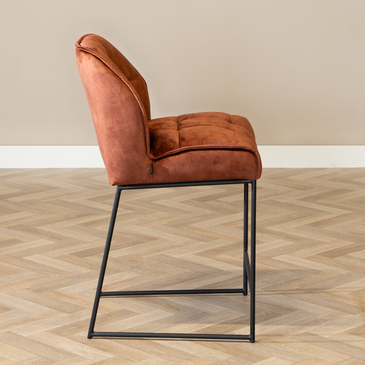 Tabouret de bar en velours Janna cuivre 70 cm