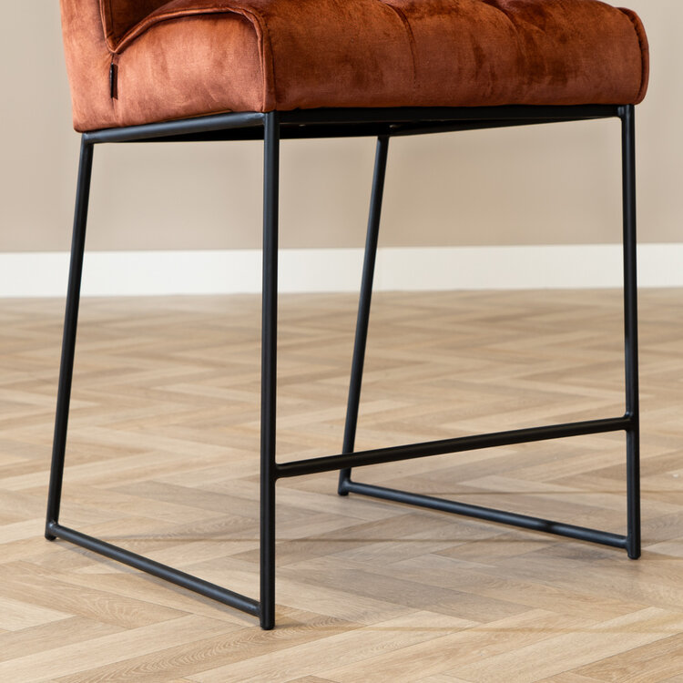 Tabouret de bar en velours Janna cuivre 70 cm