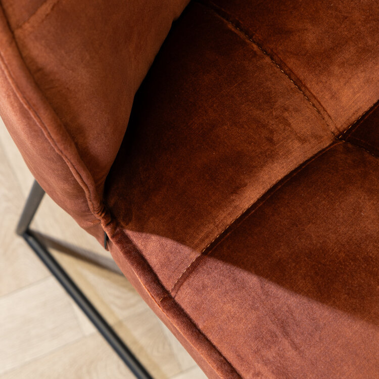 Tabouret de bar en velours Janna cuivre 70 cm