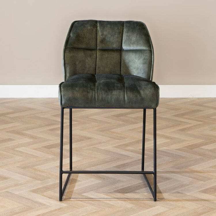 Tabouret de bar en velours Janna vert foncé 70 cm
