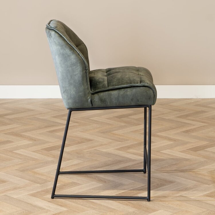 Tabouret de bar en velours Janna vert foncé 70 cm