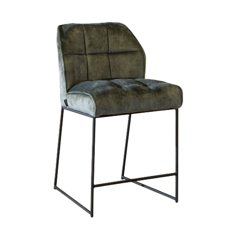 Tabouret de bar en velours Janna vert foncé 70 cm