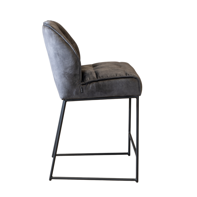 Tabouret de bar en velours Janna anthracite 70 cm