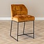 Tabouret de bar en velours Janna jaune moutarde / cognac 70 cm