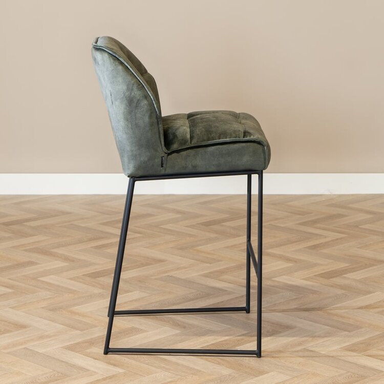 Tabouret de bar en velours Janna vert foncé 82 cm