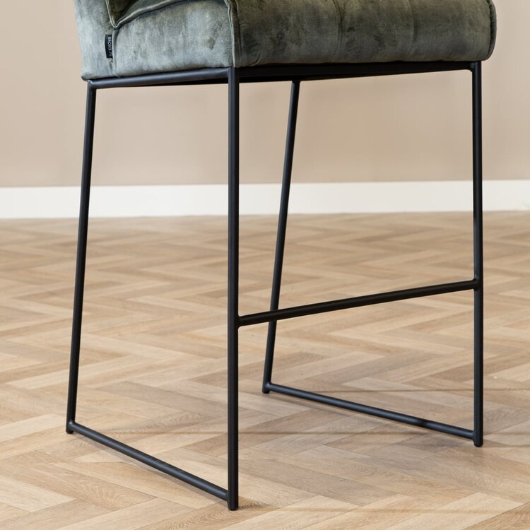 Tabouret de bar en velours Janna vert foncé 82 cm