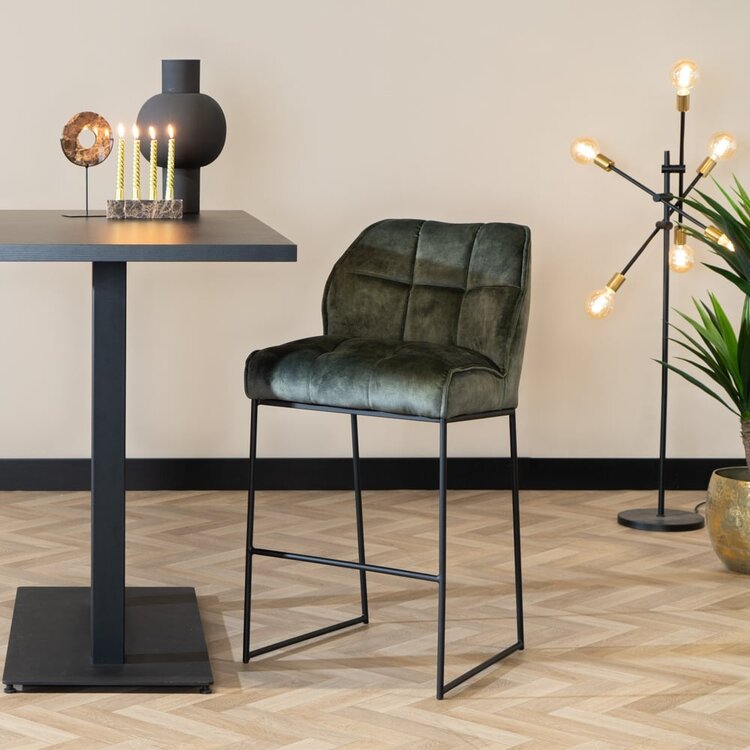 Tabouret de bar en velours Janna vert foncé 82 cm