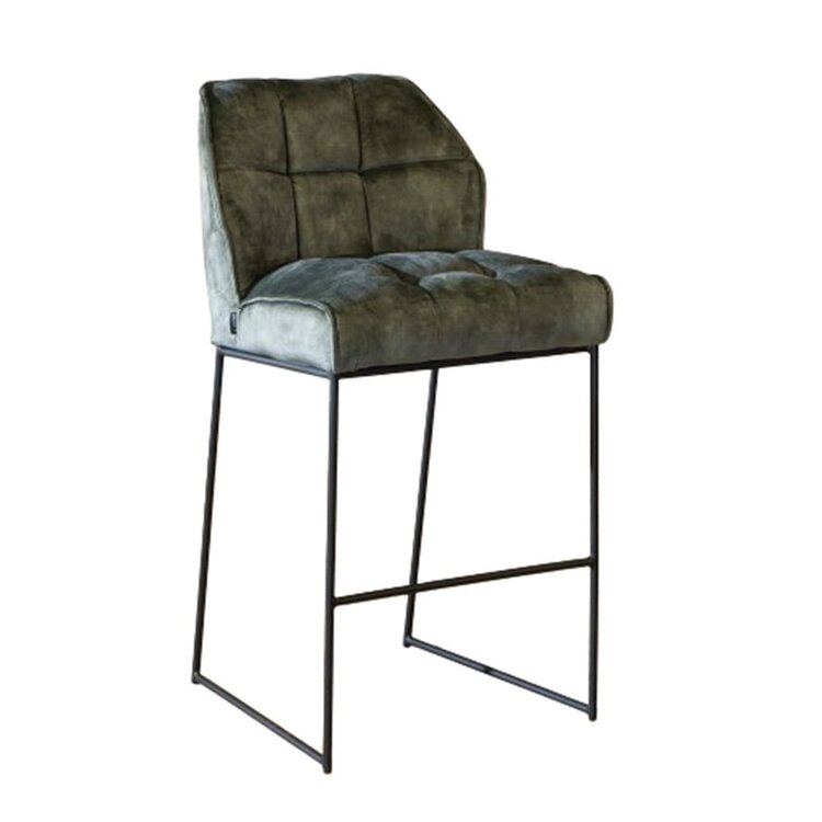 Tabouret de bar en velours Janna vert foncé 82 cm