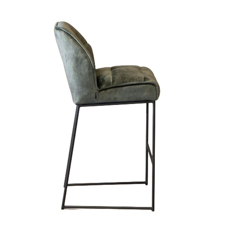 Tabouret de bar en velours Janna vert foncé 82 cm