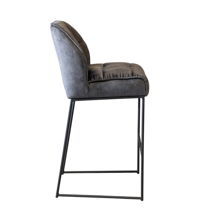 Tabouret de bar en velours Janna anthracite 82 cm