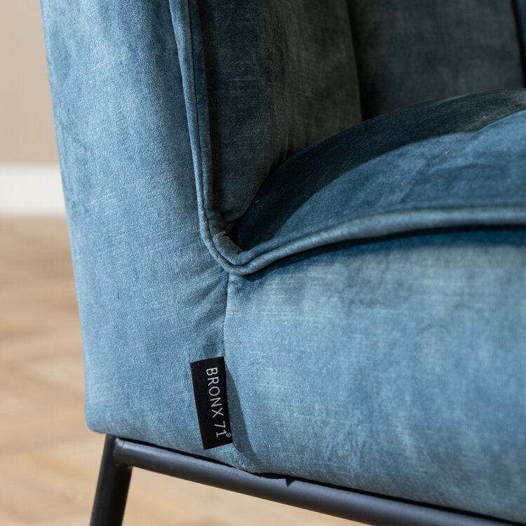 Tabouret de bar en velours Janna bleu 82 cm