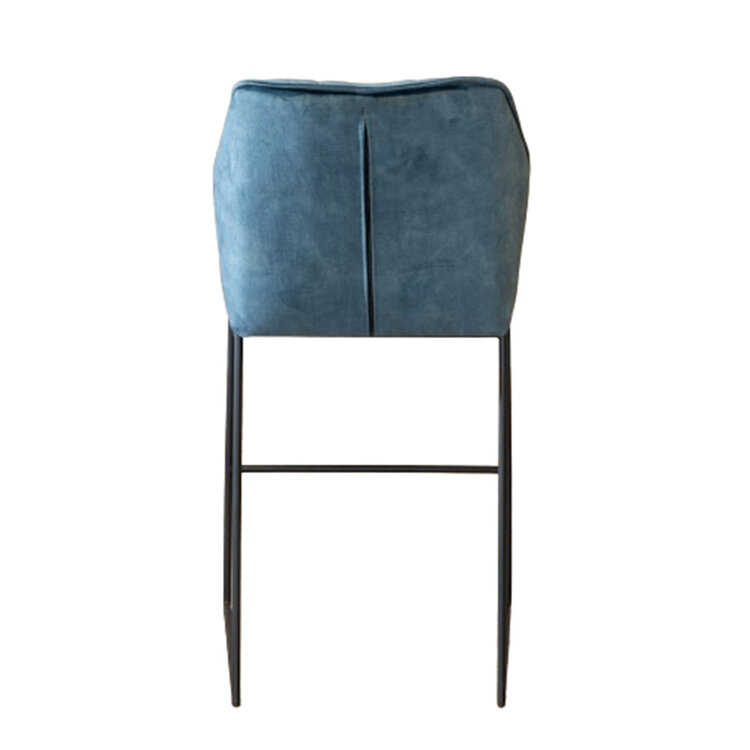 Tabouret de bar en velours Janna bleu 82 cm
