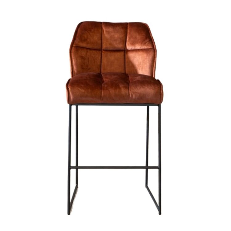 Tabouret de bar en velours Janna cuivre 82 cm