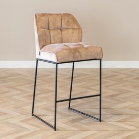 Tabouret de bar en velours Janna taupe 82 cm