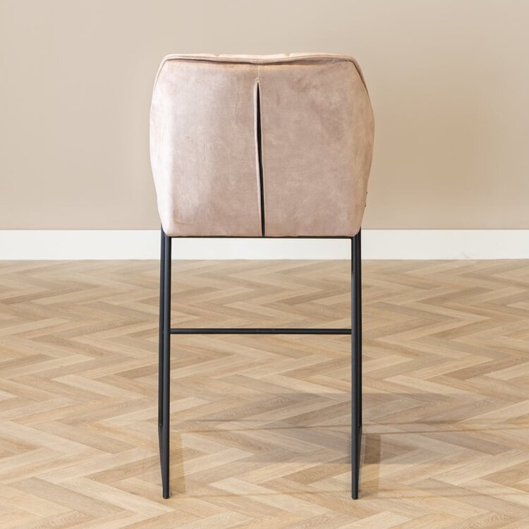 Tabouret de bar en velours Janna taupe 82 cm
