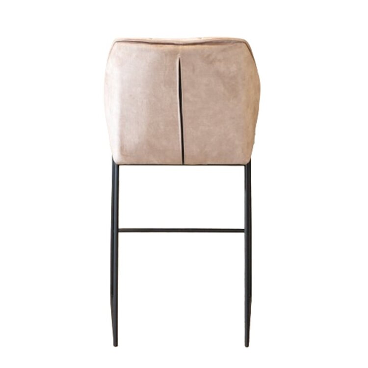 Tabouret de bar en velours Janna taupe 82 cm