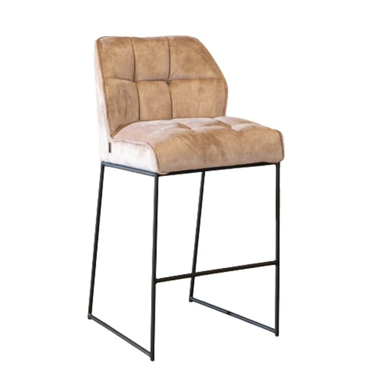 Tabouret de bar en velours Janna taupe 82 cm