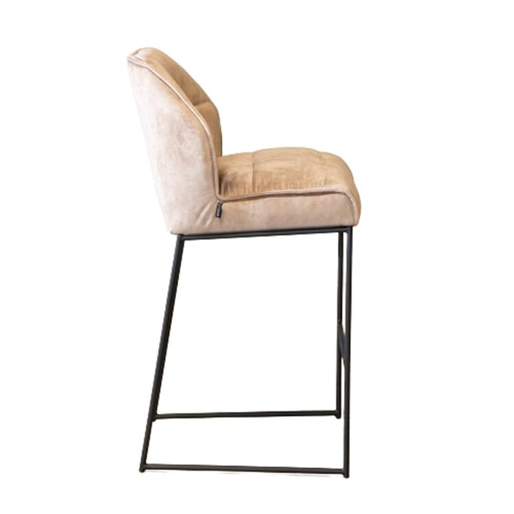 Tabouret de bar en velours Janna taupe 82 cm