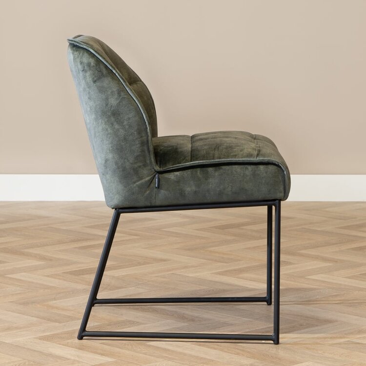 Chaise de salle à manger en velours Janna vert foncé
