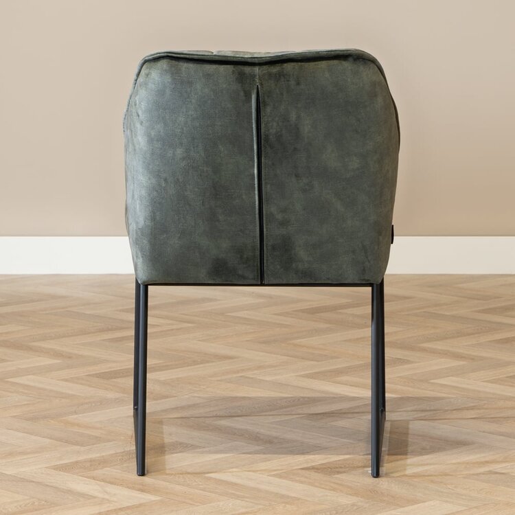 Chaise de salle à manger en velours Janna vert foncé