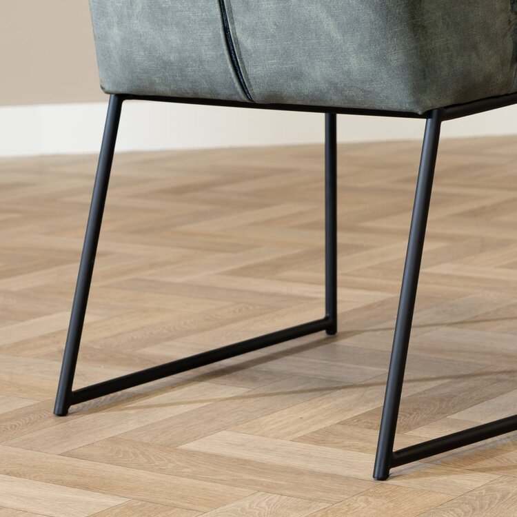 Chaise de salle à manger en velours Janna vert foncé