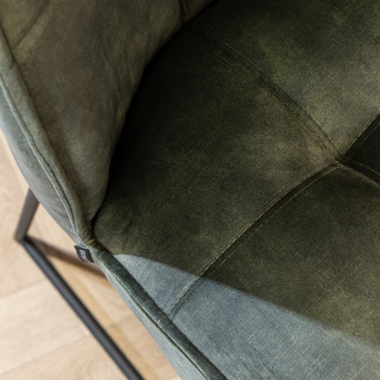 Chaise de salle à manger en velours Janna vert foncé