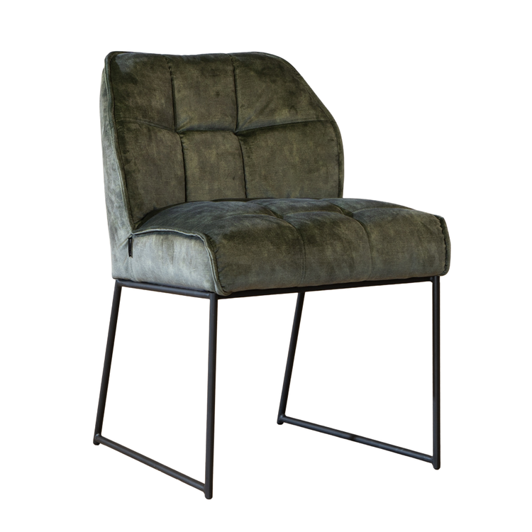 Chaise de salle à manger en velours Janna vert foncé
