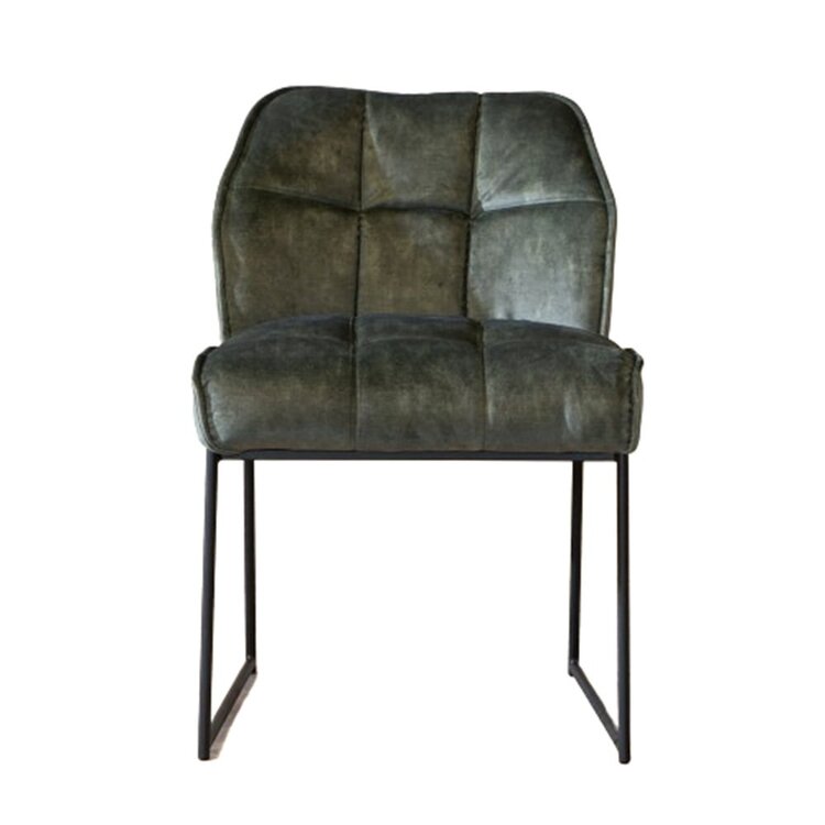 Chaise de salle à manger en velours Janna vert foncé
