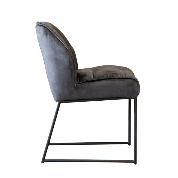 Chaise de salle à manger en velours Janna anthracite