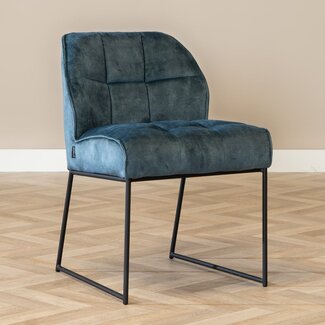 Chaise de salle à manger en velours Janna bleu