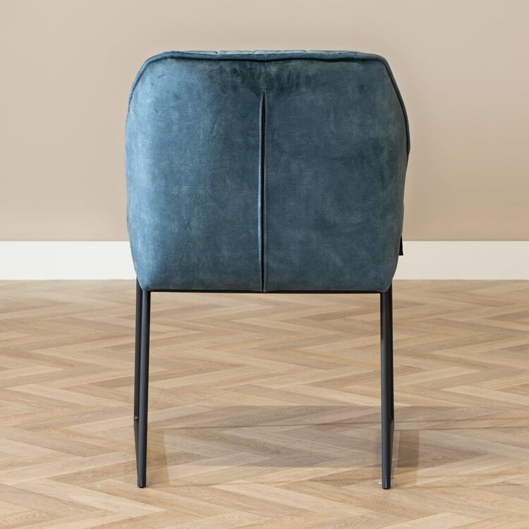 Chaise de salle à manger en velours Janna bleu