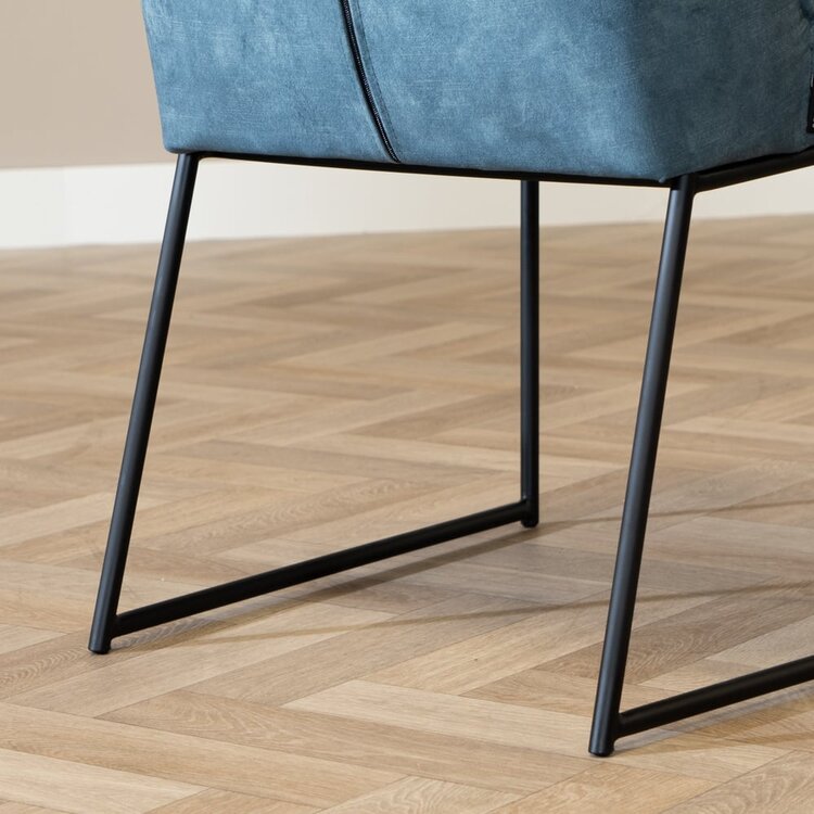 Chaise de salle à manger en velours Janna bleu