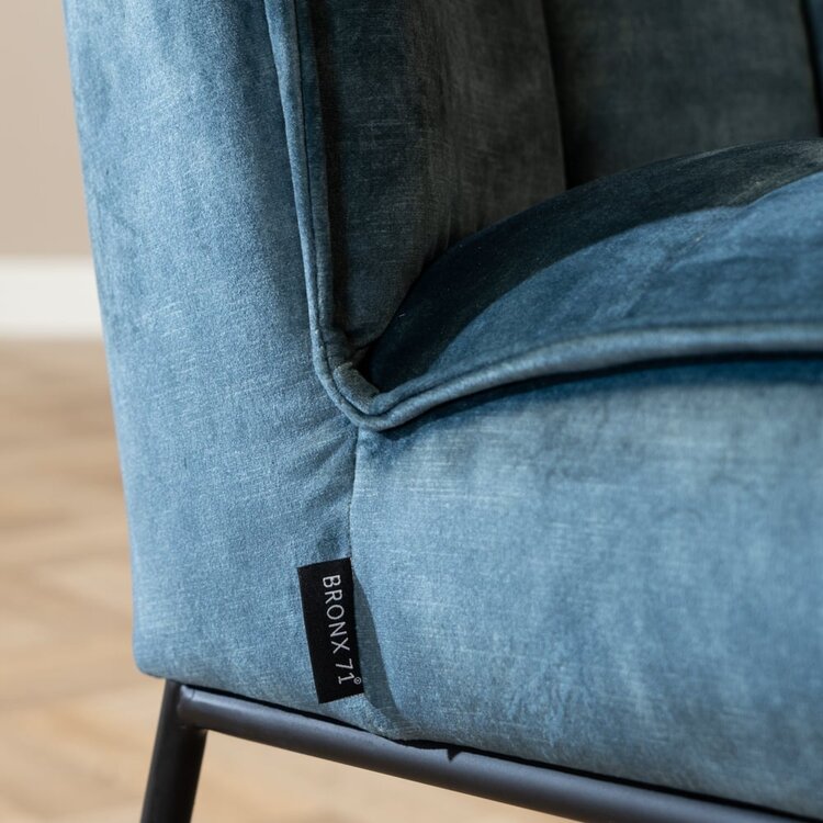 Chaise de salle à manger en velours Janna bleu