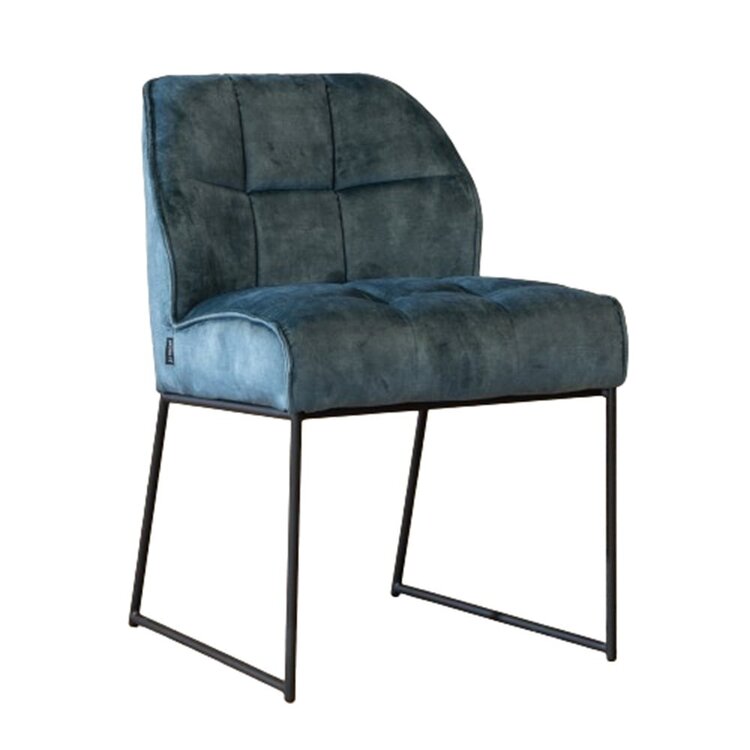Chaise de salle à manger en velours Janna bleu