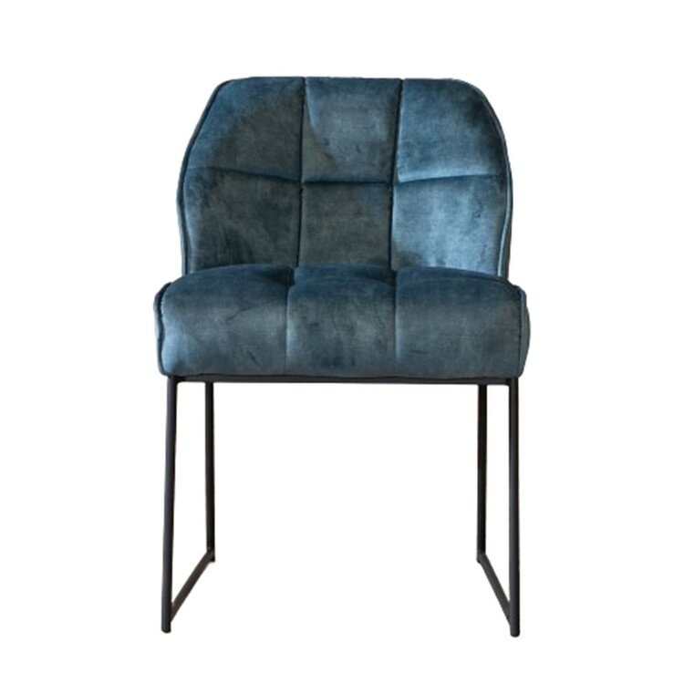 Chaise de salle à manger en velours Janna bleu