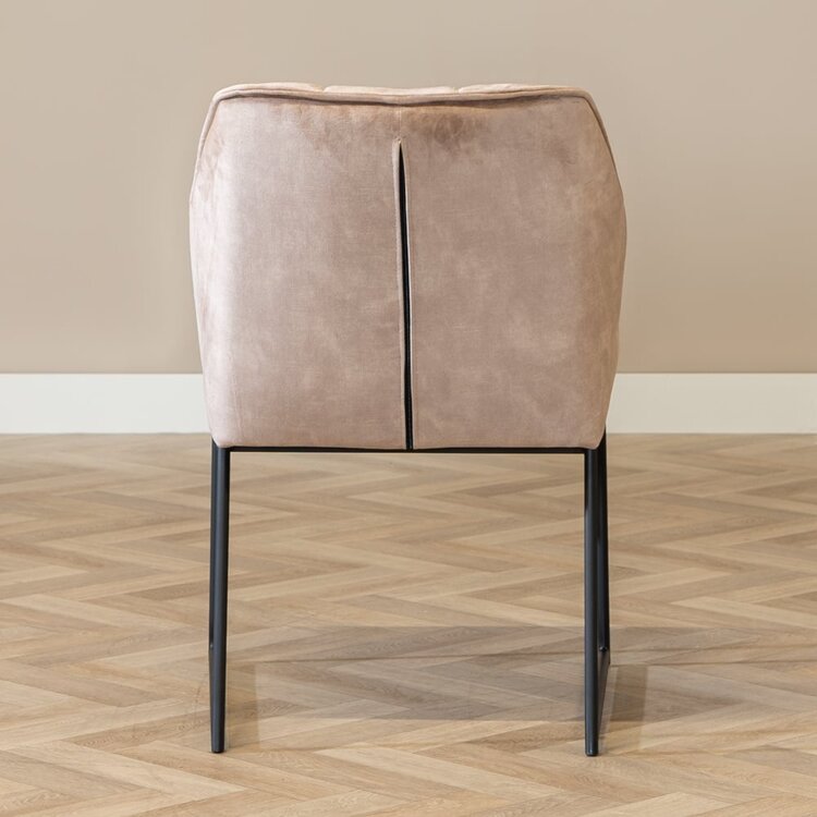 Chaise de salle à manger en velours Janna taupe