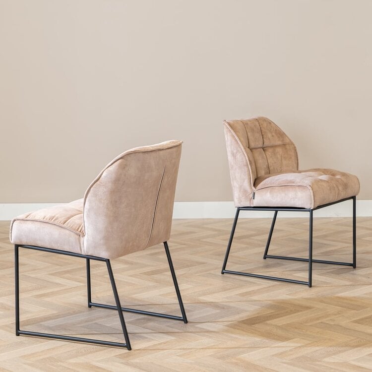 Chaise de salle à manger en velours Janna taupe