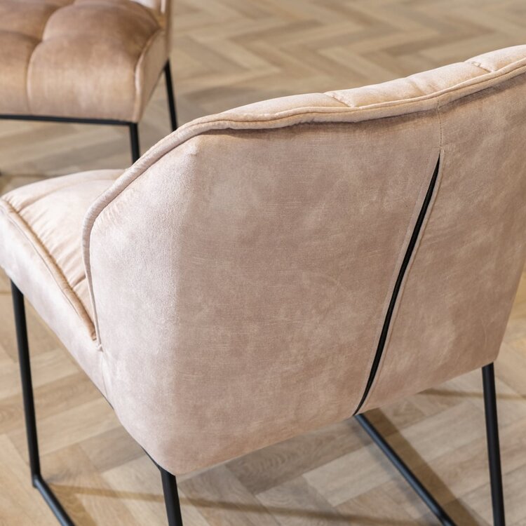 Chaise de salle à manger en velours Janna taupe