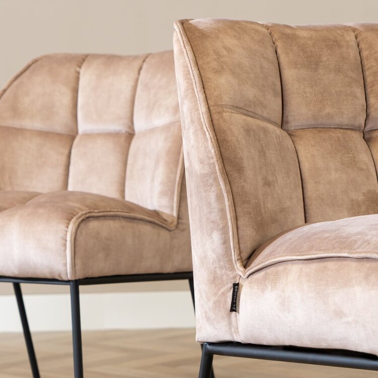 Chaise de salle à manger en velours Janna taupe