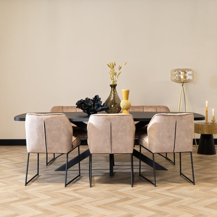 Chaise de salle à manger en velours Janna taupe