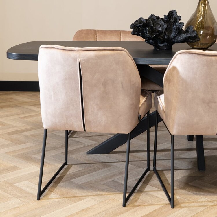 Chaise de salle à manger en velours Janna taupe