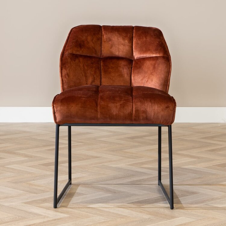 Chaise de salle à manger en velours Janna cuivre