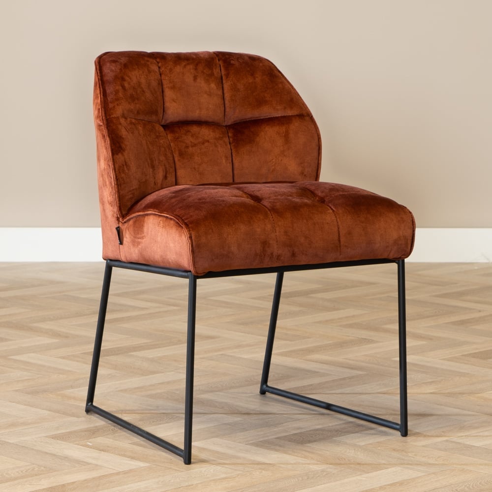 Chaise de salle à manger en velours Janna cuivre