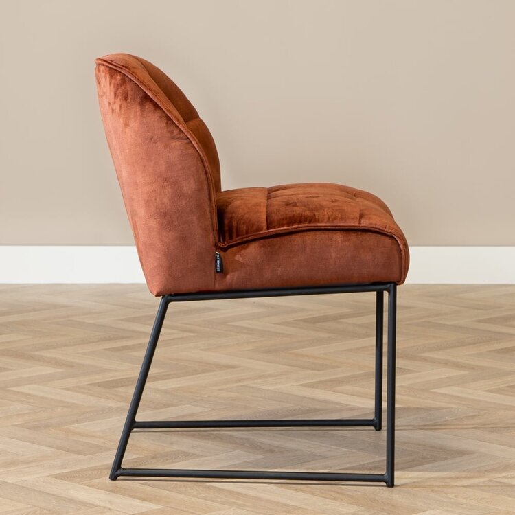 Chaise de salle à manger en velours Janna cuivre