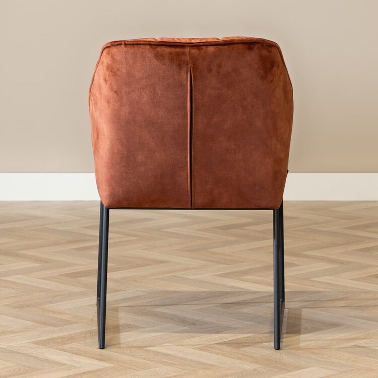 Chaise de salle à manger en velours Janna cuivre