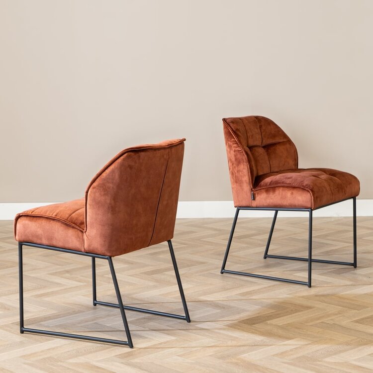 Chaise de salle à manger en velours Janna cuivre