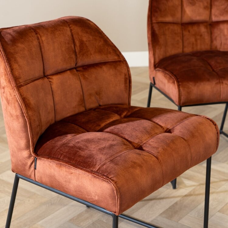 Chaise de salle à manger en velours Janna cuivre