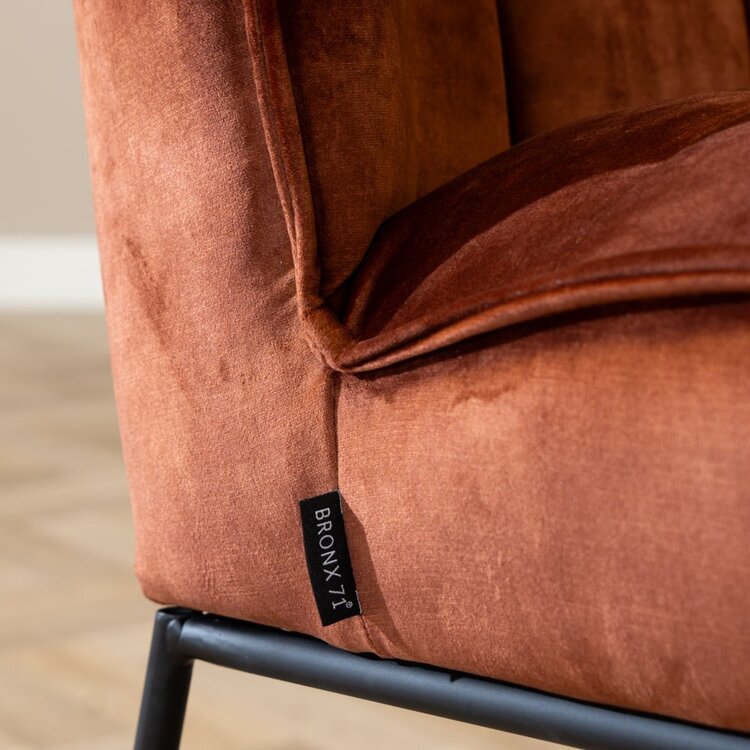 Chaise de salle à manger en velours Janna cuivre