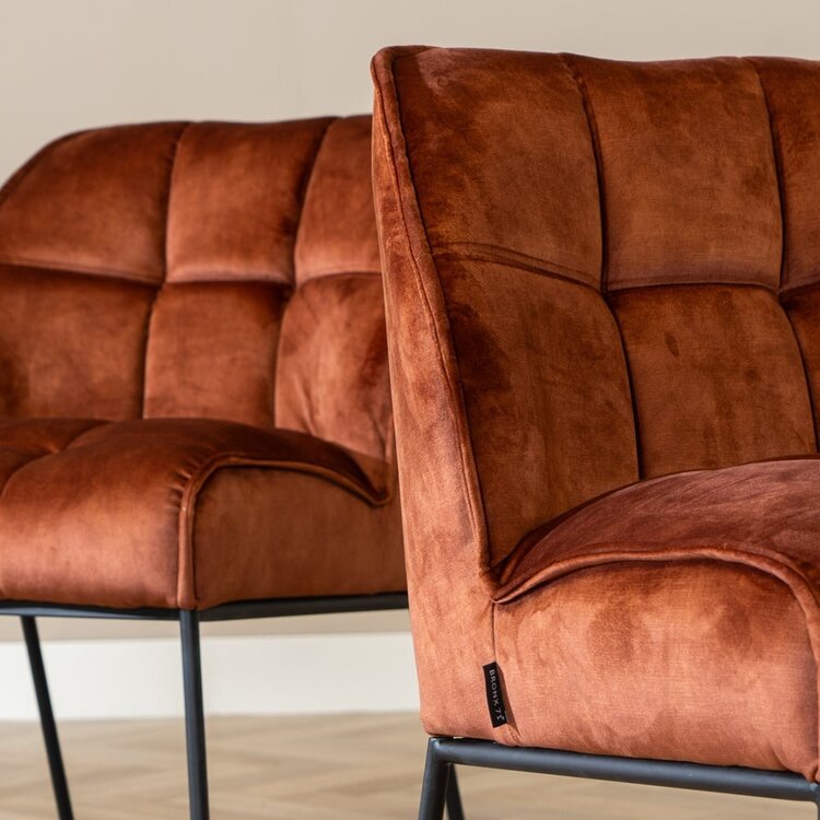 Chaise de salle à manger en velours Janna cuivre